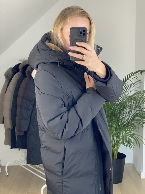 Długi płaszcz zimowy ADELINE czarny