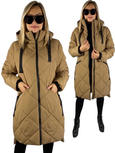 Płaszcz pikowany damski zimowy beżowy