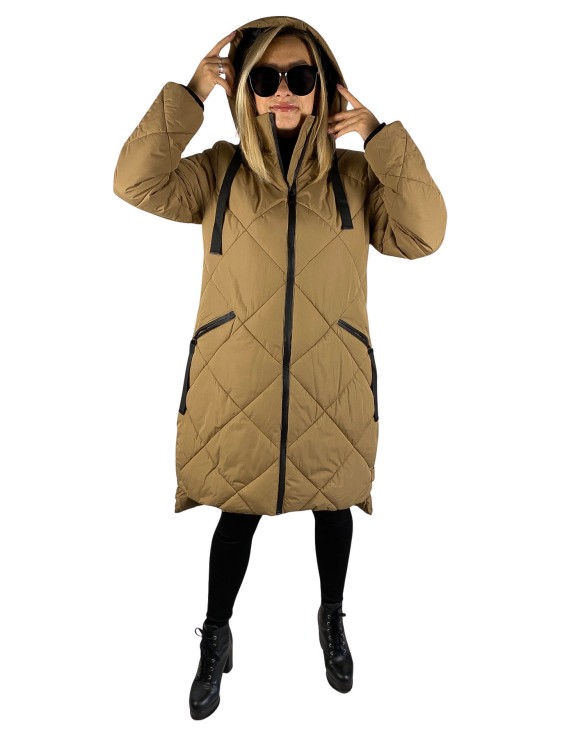 Płaszcz pikowany damski zimowy beżowy