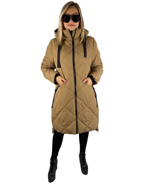 Płaszcz pikowany damski zimowy beżowy