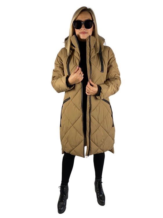 Płaszcz pikowany damski zimowy beżowy